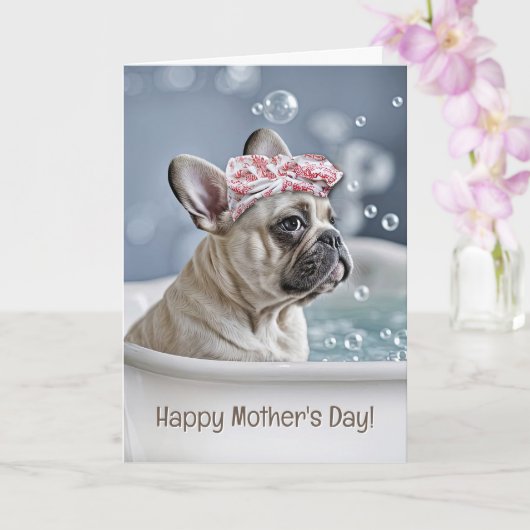 Mothers Day Cute and Fun Frenchie French Bull  カード (蘭)