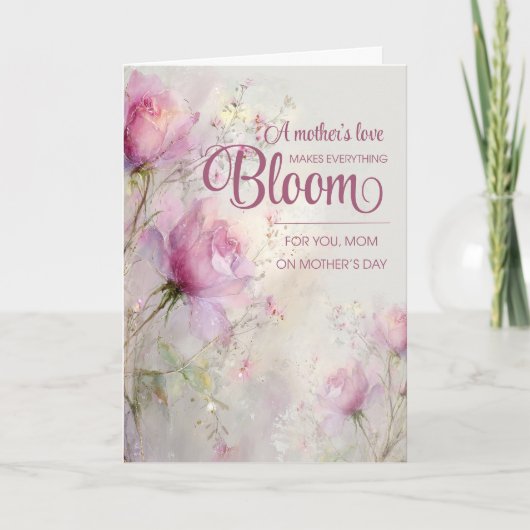 Mother's Day Elegant Feminine Pink Rose Floral  カード (正面)