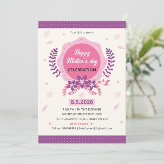 Mothers Day Event Invitation Flyer Template 招待状 (スタンド正面)