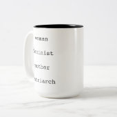 Mother's Day Feminist Black Typewriter Script ツートーンマグカップ (正面左)