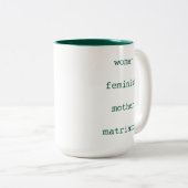 Mother's Day Feminist Dark Green Typewriter Script ツートーンマグカップ (正面右)
