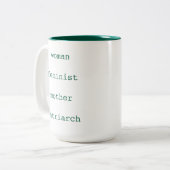 Mother's Day Feminist Dark Green Typewriter Script ツートーンマグカップ (正面左)