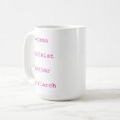 Mother's Day Feminist Hot Pink Typewriter Script コーヒーマグカップ (正面左)