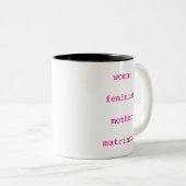 Mother's Day Feminist Hot Pink Typewriter Script ツートーンマグカップ (正面右)