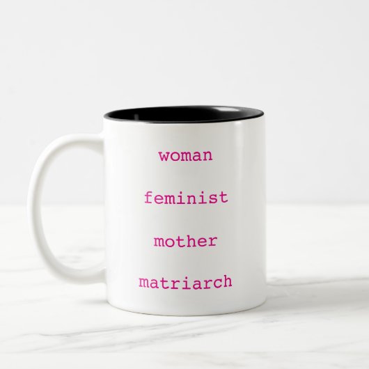 Mother's Day Feminist Hot Pink Typewriter Script ツートーンマグカップ (左)