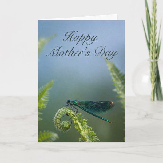 Mothers Day Fern Dragonfly Card カード (正面)