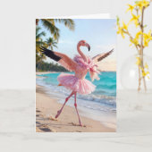 Mother's Day Flamingo In a Pink Tutu カード (黄色い花)