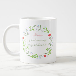 Mother's day floral green superhero mom ジャンボコーヒーマグカップ