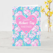 Mothers Day For Partner Pink Roses on Blue カード (黄色い花)