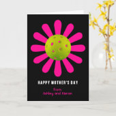 Mother's Day for Pickleball Mom, black カード (黄色い花)