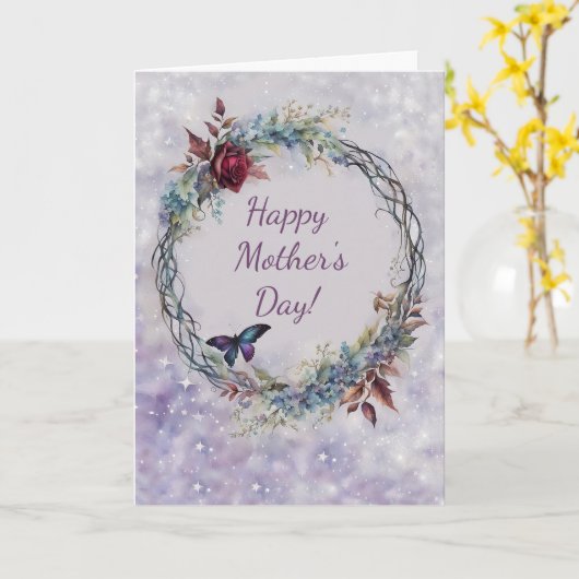 Mothers Day General with Pretty Wreath Butterfly カード (黄色い花)