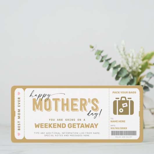 Mother's Day Gift Ticket Weekend Getaway Voucher 招待状 (スタンド正面)