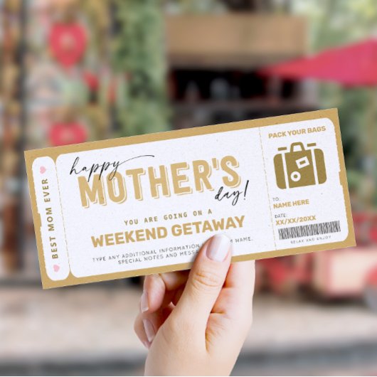 Mother's Day Gift Ticket Weekend Getaway Voucher 招待状