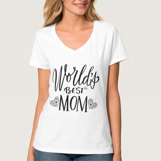Mother's Day Gift World's Best Mom Floral Heart Tシャツ (正面)