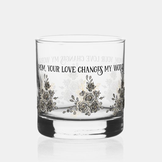 Mother's Day Glass with Sentimental Quote and Blac ウイスキーグラス (正面)