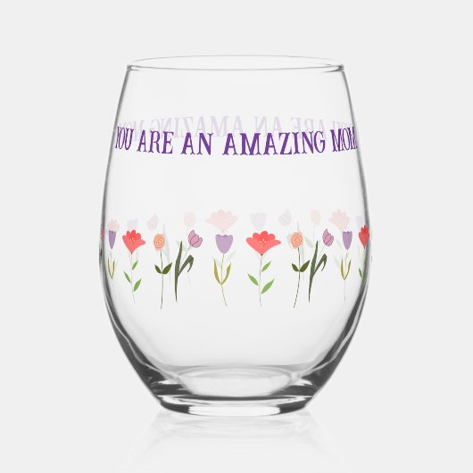 Mother's Day Glass with Warm Sentimental Quote  ステムなしワイングラス (正面)