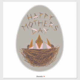 Mothers Day Greeting with Baby Birds in Nest シール