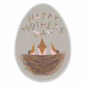 Mothers Day Greeting with Baby Birds in Nest シール (正面)