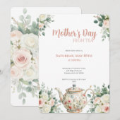 Mother's Day High Tea Invitation Floral Tea Party 招待状 (正面/裏面)