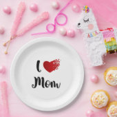 Mother's Day I Love Mom Heart Explosion Gift  ペーパープレート (パーティー)