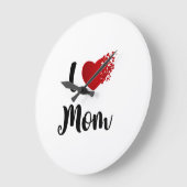 Mother's Day I Love Mom Heart Explosion Gift  ラージ壁時計 (傾斜)