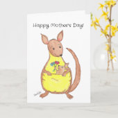 Mother's Day Kangaroo and Baby カード (黄色い花)