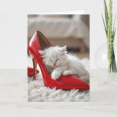 Mother's Day Kitten Sleeping in a Red Shoe カード (正面)