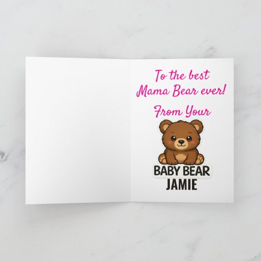 Mother's Day Mama Bear カード (内部)