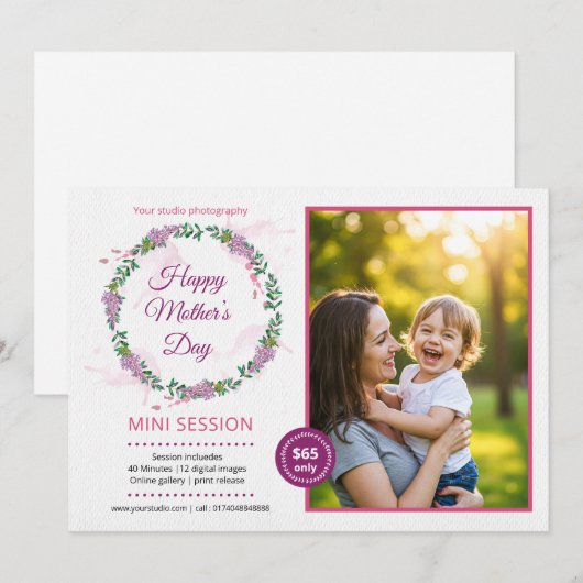 Mother's day mini session template 案内状 (正面/裏面)
