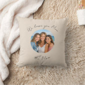 Mother's Day Mom Photo Text Throw Pillow Beige クッション (ブランケット)