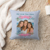 Mother's Day Mom Photo Throw Pillow Roses Lavender クッション (ブランケット)