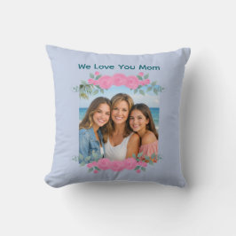 Mother's Day Mom Photo Throw Pillow Roses Lavender クッション