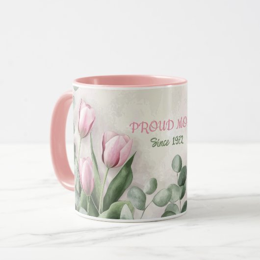 Mother's Day Mug Text "MOM" "Since 1972" マグカップ (正面左)