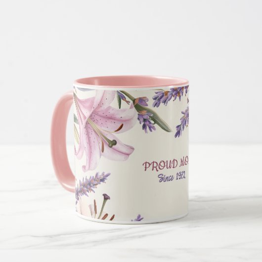 Mother's Day Mug Text "MOM" "Since 1972" マグカップ (正面左)
