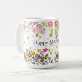 Mother's Day Mug with Floral Backdrop and Heartfel コーヒーマグカップ (正面左)
