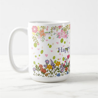 Mother's Day Mug with Floral Backdrop and Heartfel コーヒーマグカップ