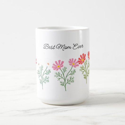 Mother's Day Mug with Floral Bouquet Design and Cu コーヒーマグカップ (中央)