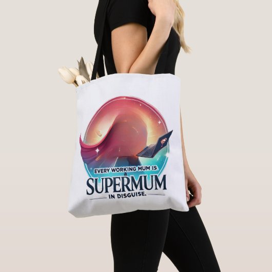 Mother's Day office gift Supermum AI art  トートバッグ (クローズアップ)