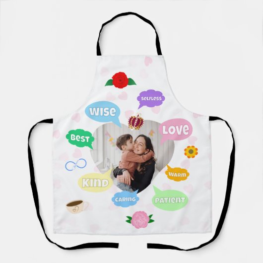 Mothers Day Photo Word Clouds Best Mom Mother エプロン (正面)