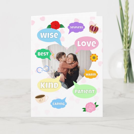 Mothers Day Photo Word Clouds Best Mom Mother カード (正面)