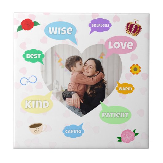 Mothers Day Photo Word Clouds Best Mom Mother タイル (正面)