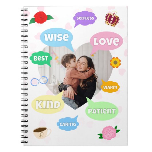 Mothers Day Photo Word Clouds Best Mom Mother ノートブック (正面)