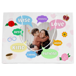 Mothers Day Photo Word Clouds Best Mom Mother ラージペーパーバッグ