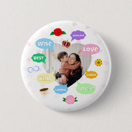Mothers Day Photo Word Clouds Best Mom Mother 缶バッジ