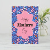 Mothers Day Pink and Blue Ditsy Flowers サンキューカード (スタンド正面)