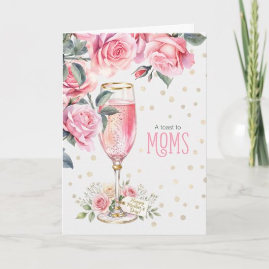 Mother's Day Pink Champagne and Roses Cheer シーズンカード (正面)