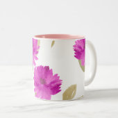 Mother's Day pink floral print & pink inside mug ツートーンマグカップ (正面右)