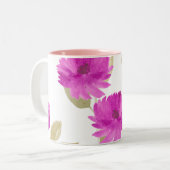 Mother's Day pink floral print & pink inside mug ツートーンマグカップ (正面左)
