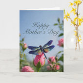 Mothers Day Rose Bud Dragonfly Card カード (黄色い花)