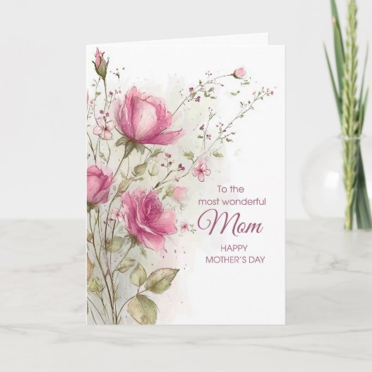 Mother's Day Soft Feminine Pink Floral カード (正面)